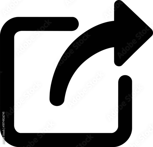 exit arrow icon isolated on white background. Logout, export, share or redirect concept. Modern minimal design suitable for apps, websites and user interface elements.