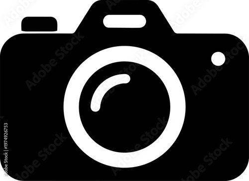 camera icon, isolated on white background. Minimal illustration representing photography, media, content creation and image capture. 