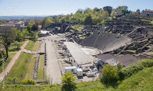 Fotografie Le théâtre antique de Lyon ou Lugdunum est un des principaux monuments romains visibles à Lyon en france