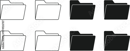 folder icon set vector illustration, cad drawing flat vector illustration, file storage design, document management symbols, minimal ui office icons