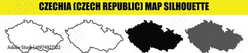 Czechia Czech Republic map silhouette vector illustration white black outline.