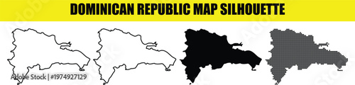 Dominican republic map outline silhouette icon vector illustration isolated on white background graphic.