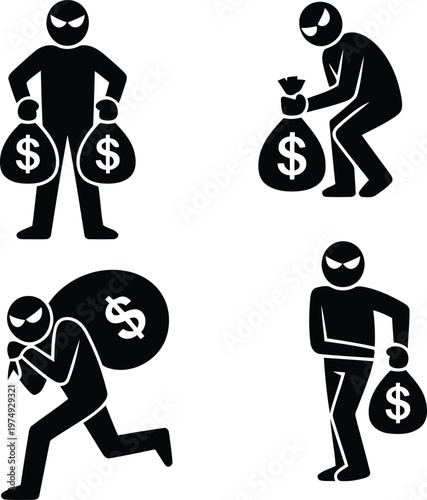 Depict thieves stealing money and valuables