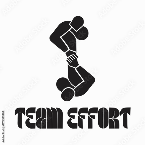 Minimalist graphic illustration showcasing synchronized human collaboration and support concept