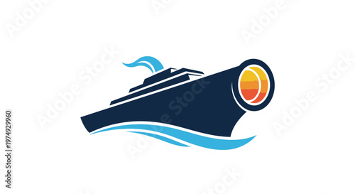 Cruise ship sailing on ocean waves.