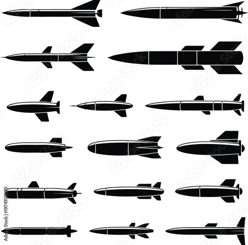 Missile silhouettes displayed in a grid arrangement