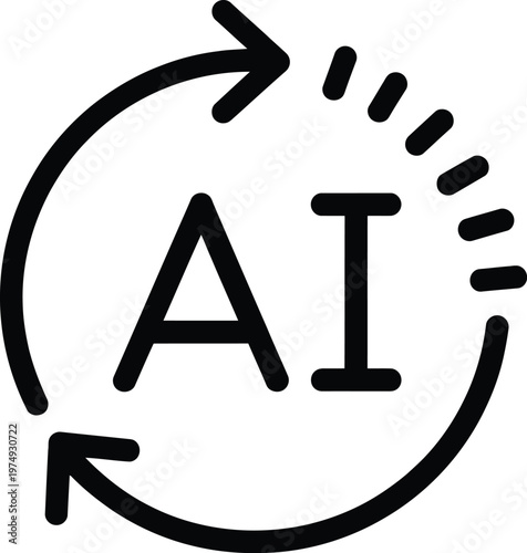 Ai circular process icon illustrating continuous artificial intelligence development and learning