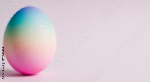 Pastel Easter egg on soft gradient background with copy space for seasonal design