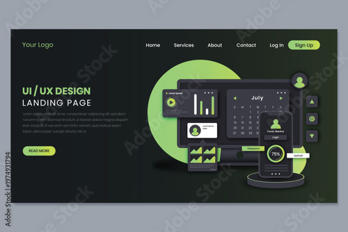 Gradient ui ux landing page