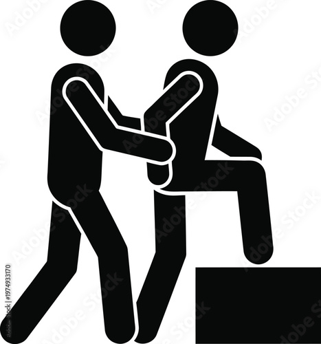 Stick figure silhouette two people fighting conflict illustration