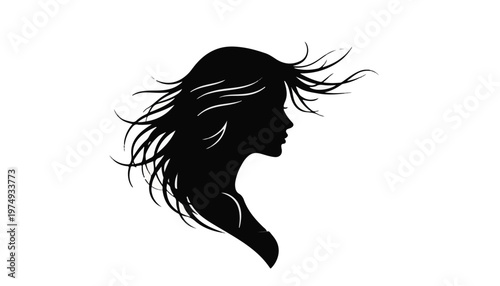 Silhouette of a woman with flowing hair