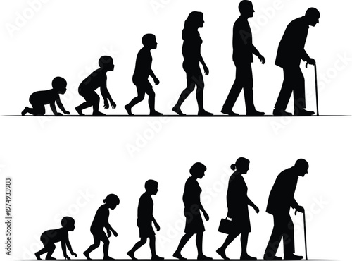 Human evolution stages a silhouette depiction of life's journey