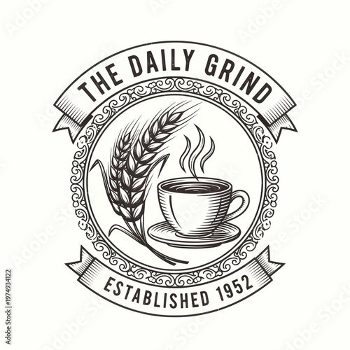 The Daily Grind Coffee Emblem Established 1952.