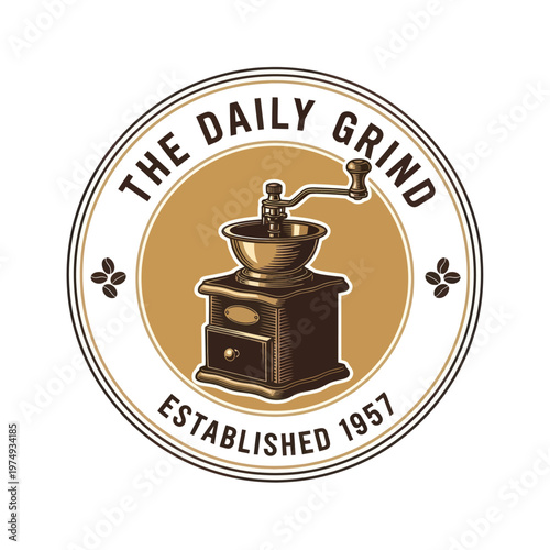 Vintage Coffee Grinder Emblem Established 1957.