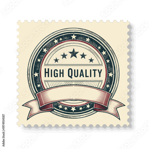 Vintage High Quality Emblem Stamp with Ribbon.