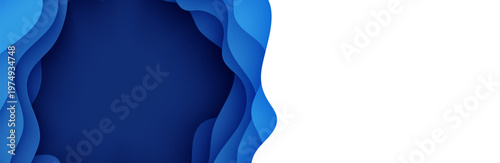 Paper layer wave with cut water map and border wavy papercut. Environment background with papercut abstract sea and pattern topography contour. Blue ocean paper cut flyer .