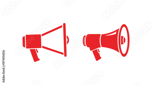 Simple Flat Design Megaphone Loudspeaker Marketing Announcement Communication Icon Set