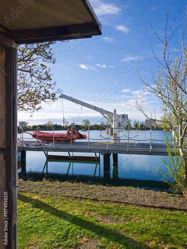 Life boats in a italian maritime center for training