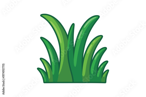 A vibrant cluster of stylized green grass blades creates a naturalistic element ideal for various design projects on transparent background.