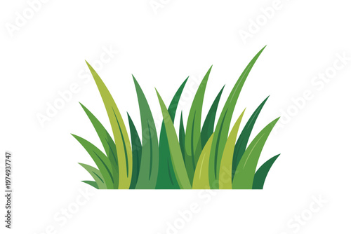 A vibrant cluster of stylized green grass blades creates a naturalistic element ideal for various design projects on transparent background.