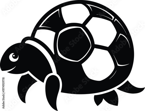 Turtle Wearing Soccer Ball Shell Vector, illustration