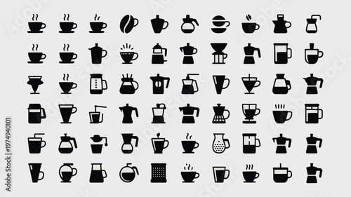 Set of 50 Coffee and Teapot Icons Vector