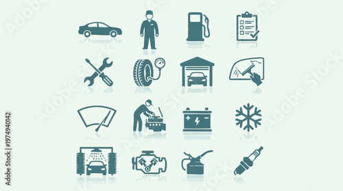 Automotive Car Service, Maintenance, and Repair Icons Set