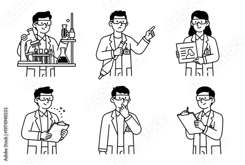 Scientists working in a laboratory setting with various equipment and experiments