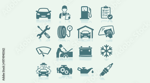 Vehicle Maintenance and Auto Service Vector Icons Collection