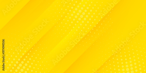 Abstract dot modern bright yellow gradient background. Trendy simple diagonal dynamic geometric stripes vector design with shine lines and shadow.