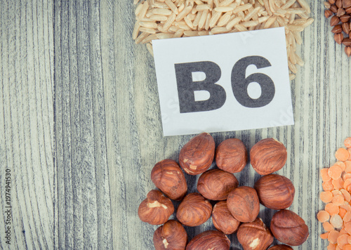 Various ingredients as source natural vitamin B6, minerals and fiber. Healthy eating. Place for text