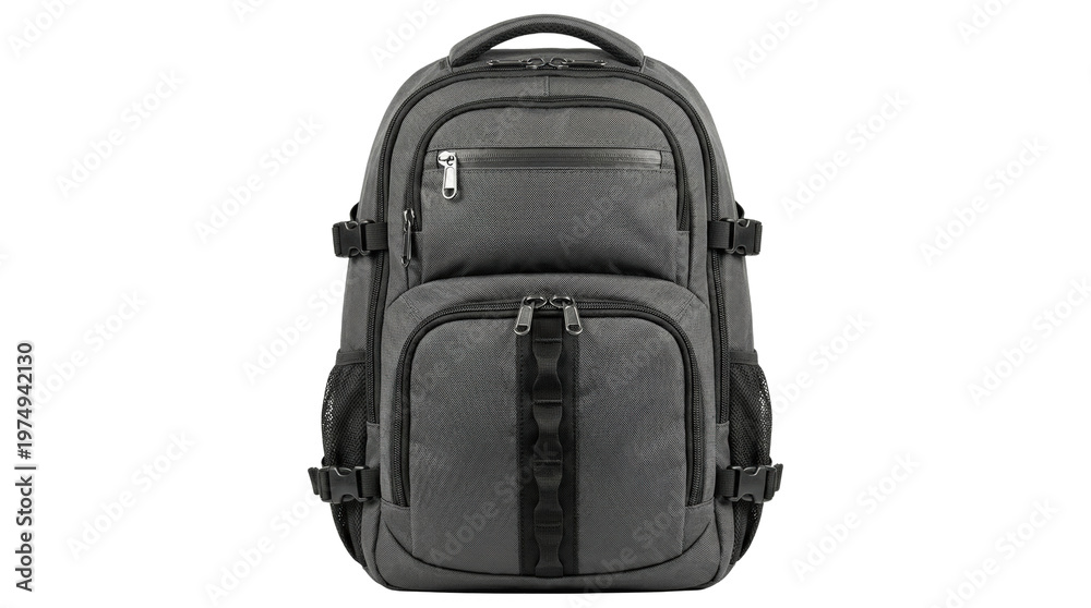 Naklejka premium Heavy duty grey tech backpack with multiple pockets