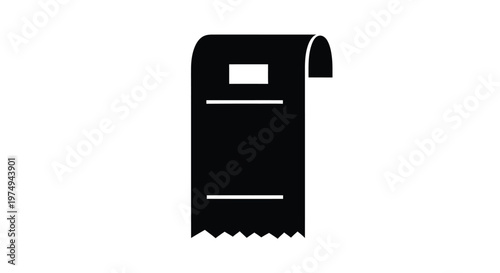 Minimalist black receipt design with horizontal lines a distinct silhouette