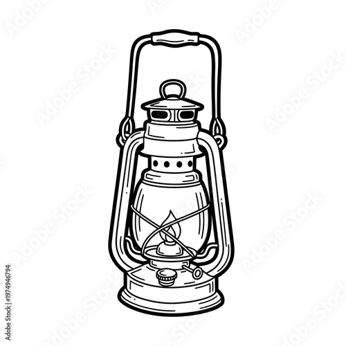 Vintage kerosene lantern sketch a nostalgic light source illustration