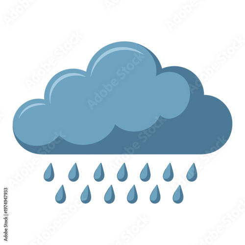 Cloud with rain vector simple weather symbol minimal design