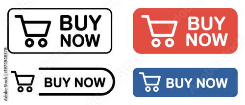 buy now button shopping cart icon set