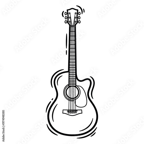 Sketch of an acoustic guitar a hand drawn musical instrument illustration