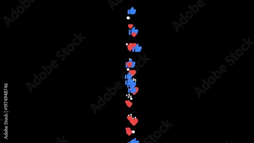 social media reactions hearts and likes loop