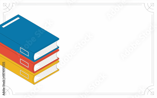 World Book and Copyright Day greeting typography with stack of colorful books vector illustration isolated