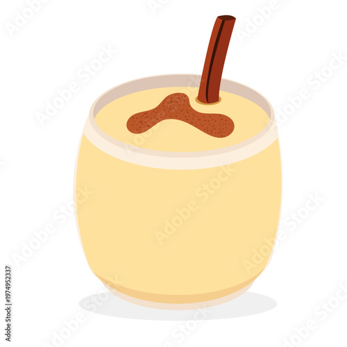 Traditional Eggnog drink, holiday beverage.