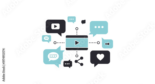 Social media communication and video chat icons.