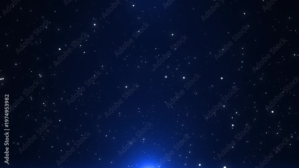 Deep blue starry sky background with sparkling particles, seamless loop ...