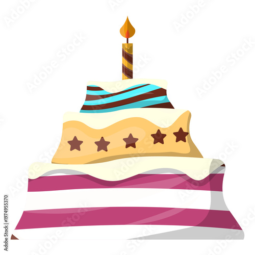 Birthday cake with candle illustration