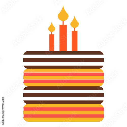 Flat birthday cake illustration