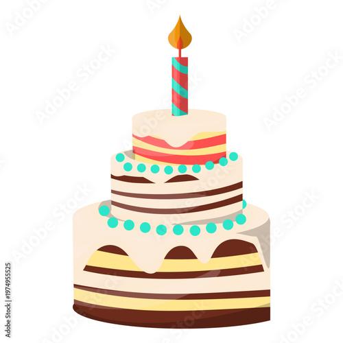 Three floors birthday cake illustration