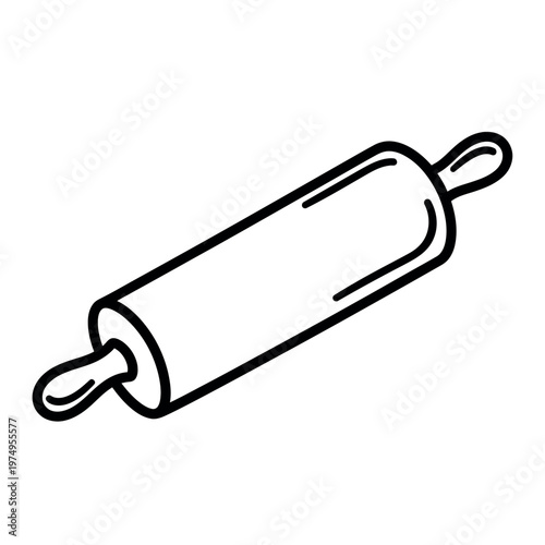 Simple black and white illustration of a classic rolling pin