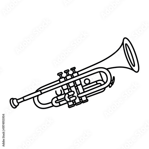 Title simple line drawing of a trumpet a musical instrument illustration description a black and white line art depiction of a trumpet