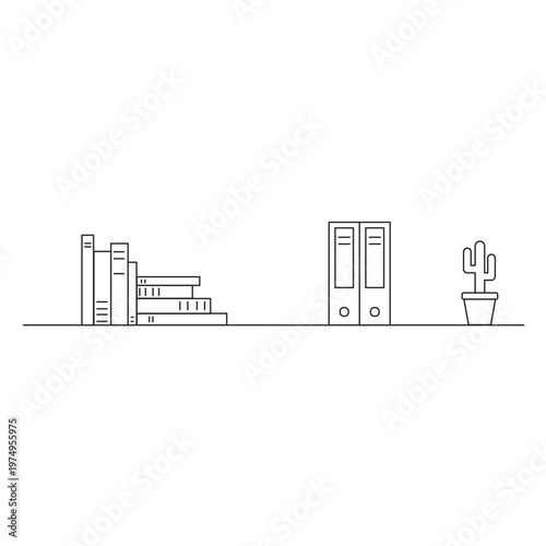 Office wall bookshelf stroke icon