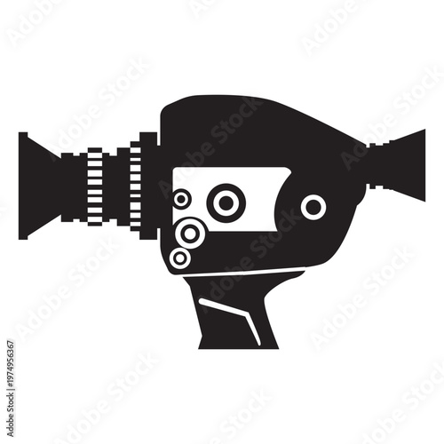 Vintage movie camera flat icon