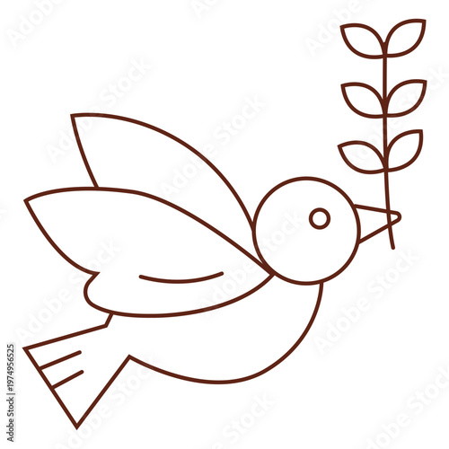 Dove with olive branch stroke